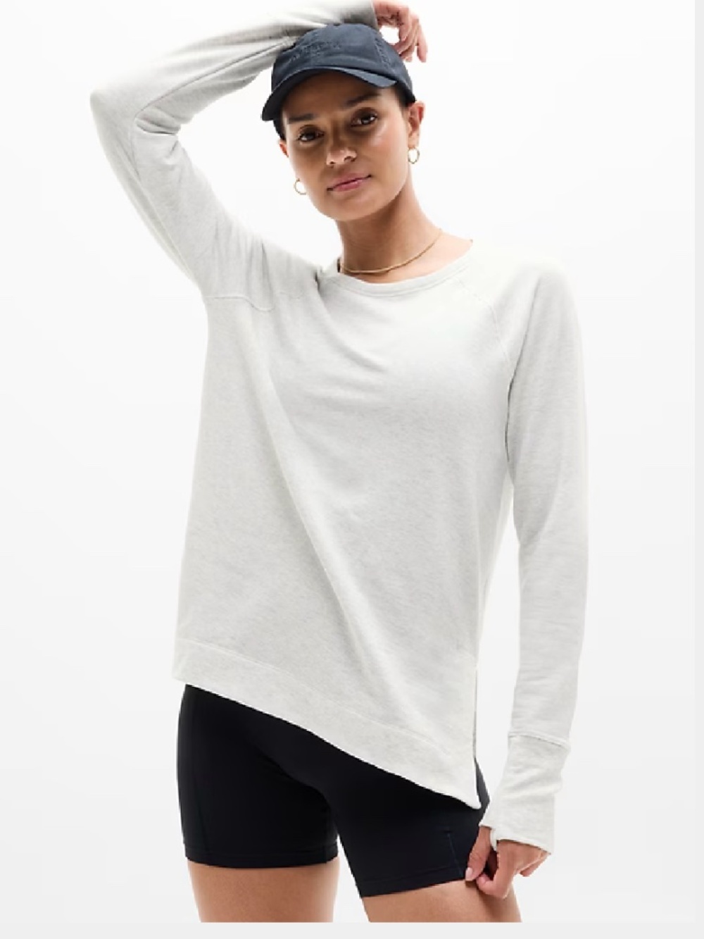 ATHLETA Coaster Luxe Recover Crewneck Sweatshirt Fog Grey Heather Size Small